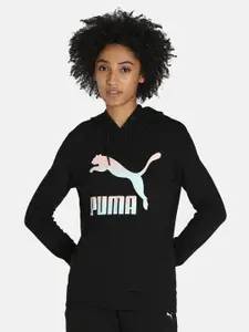 Puma Women Printed Hooded Cotton Sweatshirt