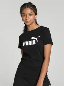 Puma Girls Black Essentials Logo T-shirt