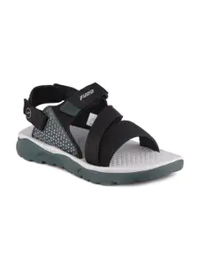 FURO by Red Chief Men Black Patterned Sports Sandals