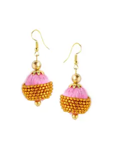 AKSHARA Rose & Gold-Toned Dome Shaped Handcrafted Drop Earrings