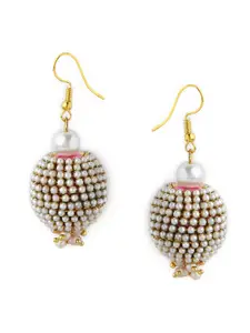 AKSHARA White Embellished Spherical Drop Earrings