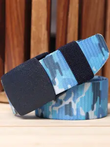 Kastner Men Blue & Grey Camouflage Printed Canvas Belt