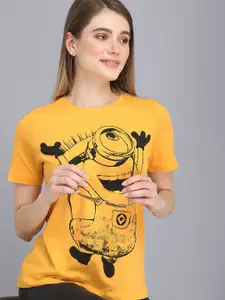 Free Authority Women Yellow Minions Printed T-shirt