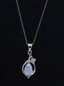 HIFLYER JEWELS Rhodium-Plated Silver-Toned Gemstone-Studded Pendant With Chain