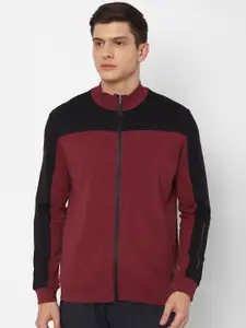 Louis Philippe Men Maroon Colourblocked Sweatshirt