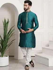 SOJANYA Teal Green & White Kurta Churidar