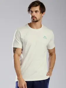 Kappa Men Off-White Solid Round Neck T-shirt