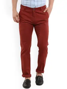 V-Mart Men Rust Slim Fit Easy Wash Chinos Trousers
