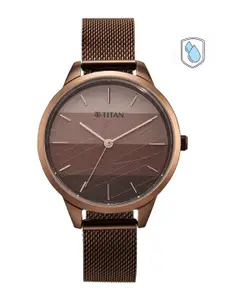Titan Women Brown Dial & Stainless Steel Bracelet Style Straps Analogue Watch 2664QM01