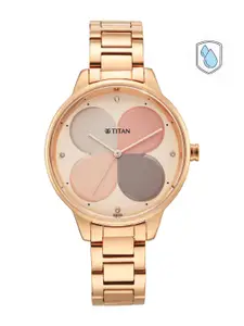 Titan Women Rose Gold-Toned Brass Printed Dial & Rose Gold Stainless Steel Strap Watch