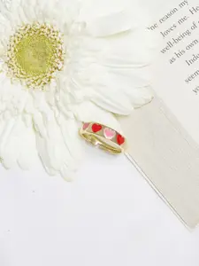 JOKER & WITCH Gold-Plated Red & Pink Adjustable Finger Ring