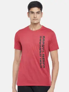 Urban Ranger By Pantaloons Men Red Typography Printed Slim Fit Cotton T-shirt