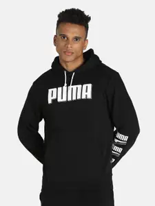 Puma Men Black Printed Rebel Bold Hooded Sweatshirt
