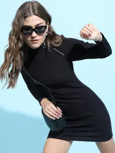 Tokyo Talkies Women Stylish Black Solid New Neckline Dress