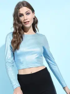 Tokyo Talkies Women Stunning Blue Solid Top