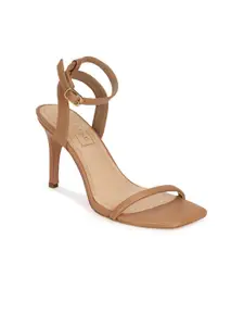 Truffle Collection Women Beige PU Stiletto Pumps with Buckles