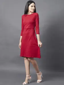 Rigo Women Red Solid Sheath Dress