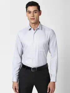 Peter England Men Grey Slim Fit Textured Formal Shirt