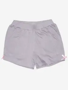 KiddoPanti Girls Grey Pure Cotton Shorts