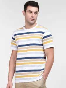 SELECTED Men Multicoloured Striped Organic Cotton T-shirt