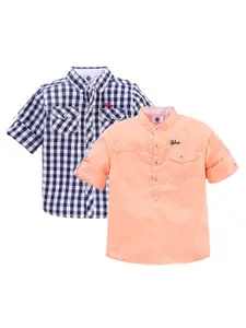 TONYBOY Boys Pack of 2 Classic Checked Pure Cotton Casual Shirt