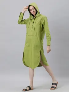 RAREISM Women Green Cotton Shirt Dress