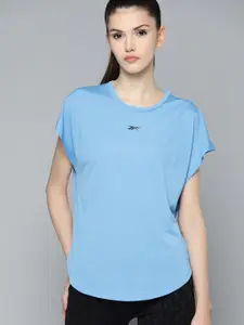 Reebok Women Blue Printed Extended Sleeves UBF Perforated T-shirt