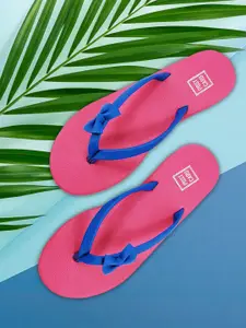 POSTCARD Women Blue Open Toe Flats with Bows