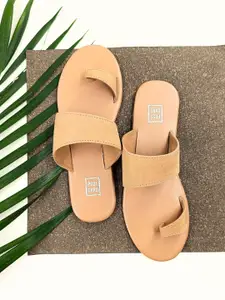 POSTCARD Women Beige One Toe Flats