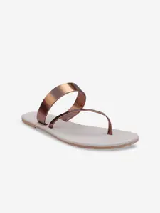 POSTCARD Women Copper-Toned Open Toe Flats