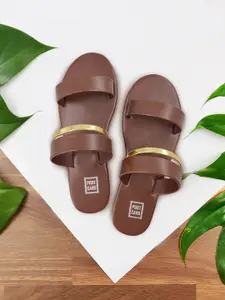 POSTCARD Women Brown Open Toe Flats