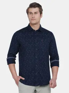 Blackberrys Men Navy Blue India Slim Fit Printed Cotton Casual Shirt