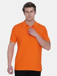 Blackberrys Men Orange Polo Collar Slim Fit Cotton T-shirt