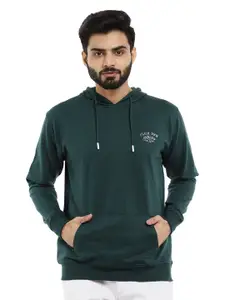 V-Mart Men Green Hooded Neck Pullover Sweatshirt