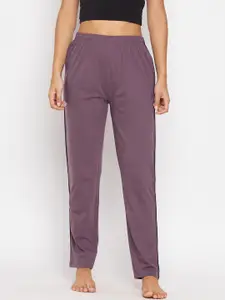 Okane Women Purple Solid Cotton Lounge Pants