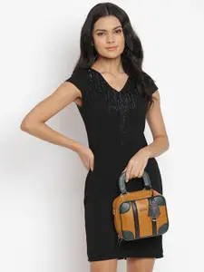 KLEIO Color-Blocked Top Handle Sling Handbag