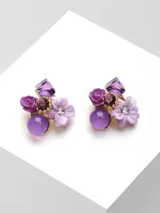 AVANT-GARDE PARIS Purple Floral Handcrafted Studs Earrings