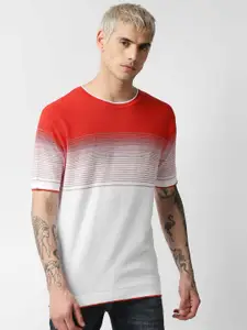 Pepe Jeans Men Red & White Striped T-shirt
