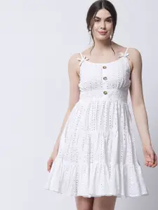 MARC LOUIS White Schiffli Dress