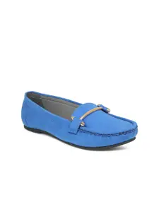 DESIGN CREW Women Blue Horsebit Loafers