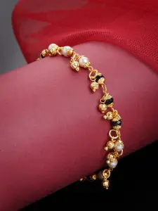 PANASH Women Gold-Toned & White Brass Gold-Plated Charm Bracelet