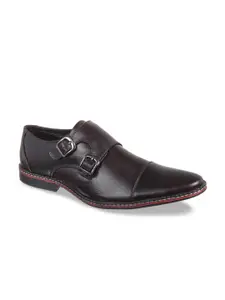 Vardhra Men Brown Solid Leather Formal Monk Shoes