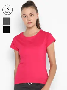 appulse Women Pack of 3 V-Neck Slim Fit Running T-shirt