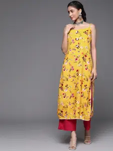 Varanga Women Yellow & White Floral Printed Floral Kurta
