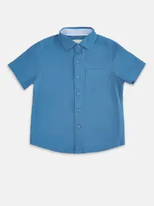 Pantaloons Junior Boys Blue Regular Fit Cotton Casual Shirt