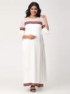CHARISMOMIC White Maternity Maxi Dress