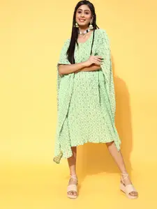 Libas Woman Gorgeous Green Floral Motifs All in the Details Dress