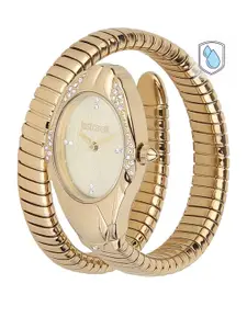 Just Cavalli Women Copper-Toned Brass Embellished Dial & Gold Toned Bracelet Style Watch