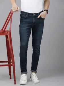 SPYKAR Men Blue Super Slim Fit Tapered Leg Ankle Length Low-Rise Stretchable Jeans