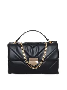 Call It Spring Black Structured Satchel with Quilted